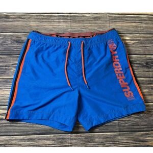 Superdry Swim Shorts Mens 2XL Blue Orange Trim State Volley Sport Trunks